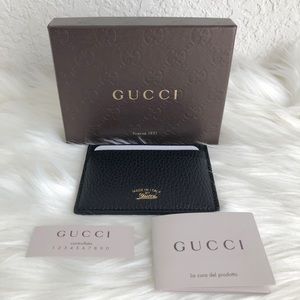 Gucci Pebbled Calfskin Card Case